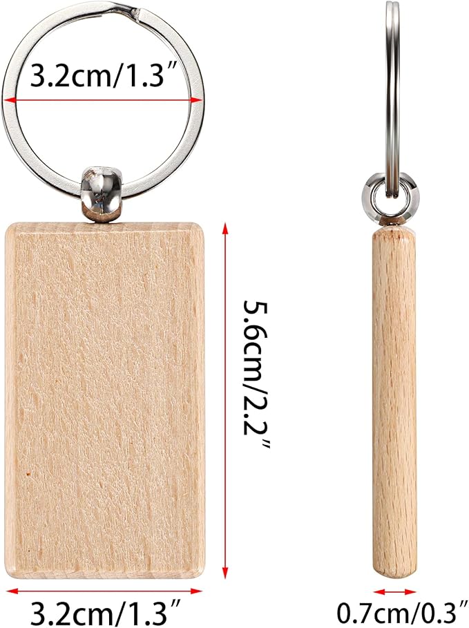 JUXYES 200 PCS Unfinished Wooden Keychain Blanks