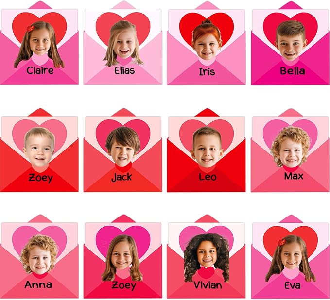 60pcs Valentine's Day Theme DIY Cutouts Heart Envelope Bulletin Board