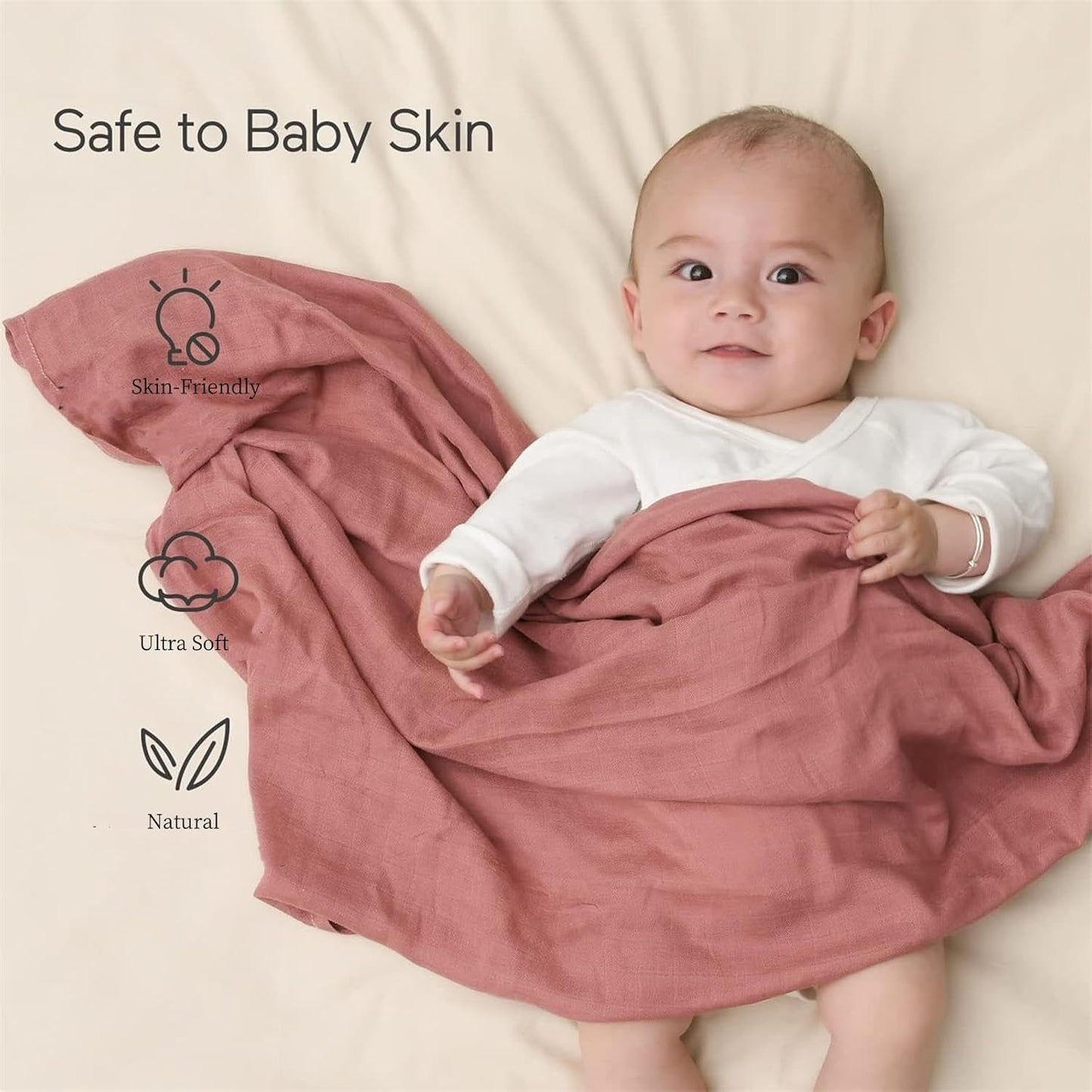 Momcozy Muslin Swaddle Blanket, 4 Pack Large 47 X 47 Inches Breathable Swaddling Receiving Blankets for Baby Boy & Girl, Soft and Skin-Friendly Unisex Baby Blankets