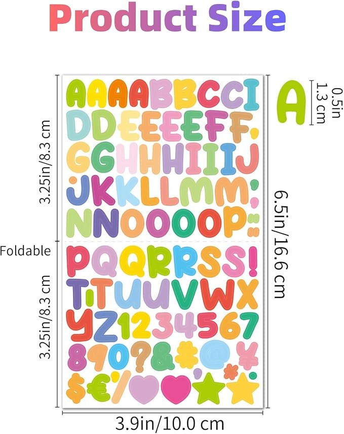 1800 Pieces 20 Sheets Small Letter Number Stickers, 1/2inch Colorful