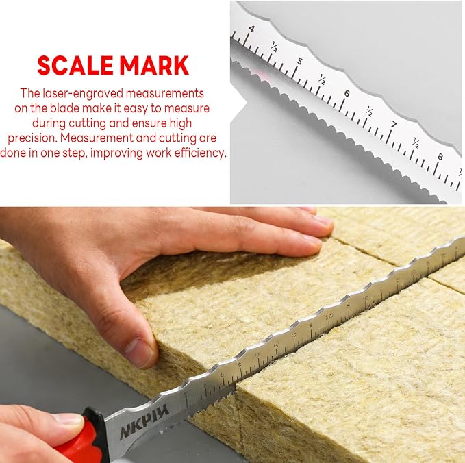 Insulation Knife with Measuring Scale, Stainless Steel Double-Sided Serrated