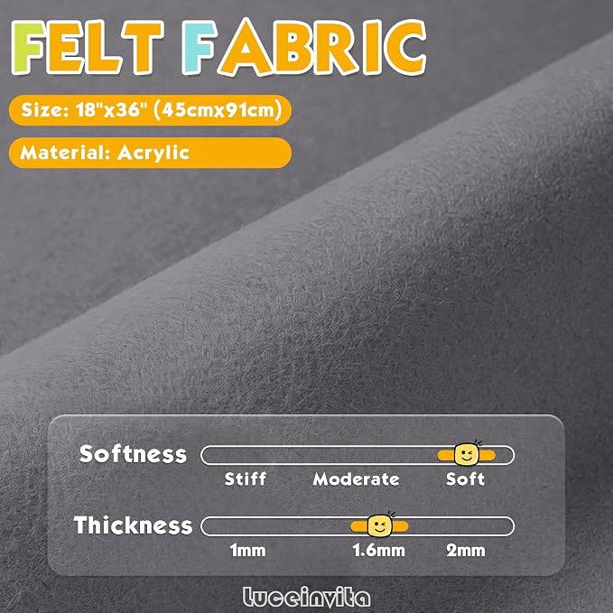 Dark Grey 18" X 36" Felt Fabric Sheet