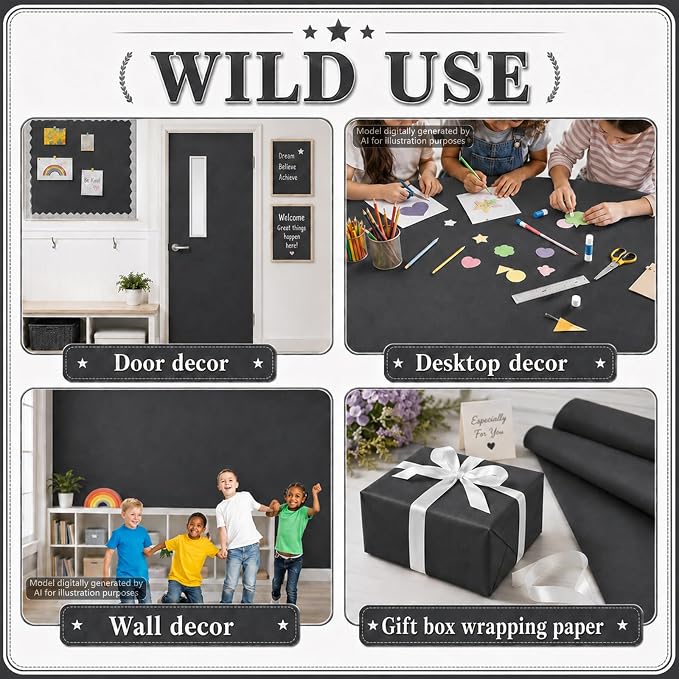 Black Bulletin Board Roll Non-Woven Fabric Poster 16in X 40ft | Back to School