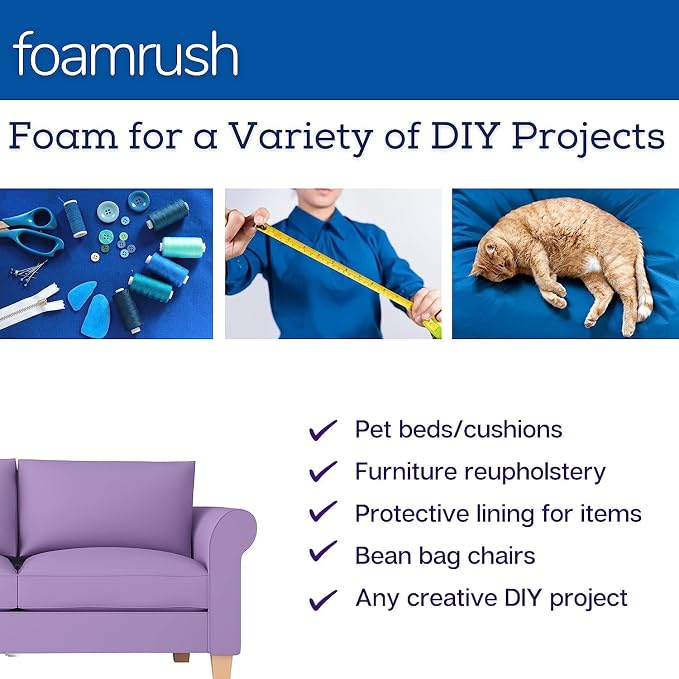 FoamRush 10" x 36" x 36" Gel Memory Foam Upholstery Square Cushion Medium Firm