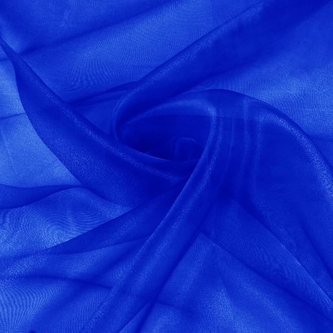 VACVELT Royal Blue Sheer Organza Fabric by The Yard 60" Wide | Semi-Transparent