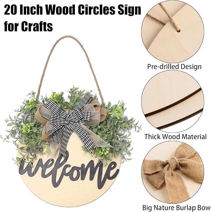 6 Pcs 20 Inch Wood Circles for Crafts Unfinished Round Wood Discs Blank Wooden