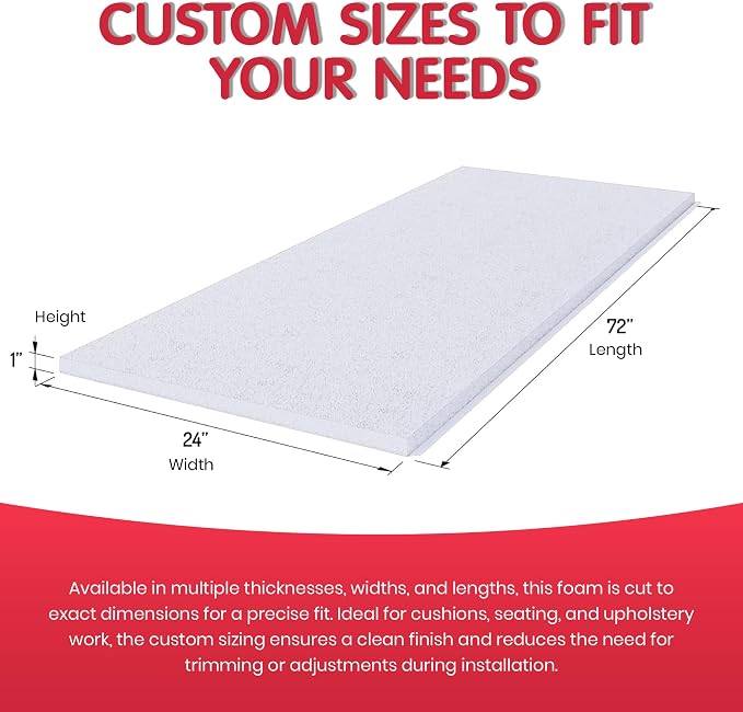 FOAMYFOAM 2Pack High Density 2 inch Thick, 24 inch Wide, 72 inch Long