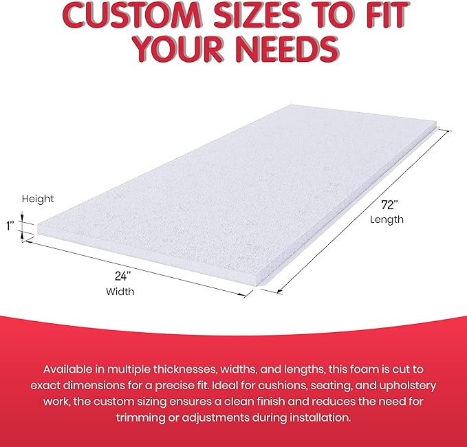 FOAMYFOAM 2Pack High Density 4 inch Thick, 24 inch Wide, 72 inch Long