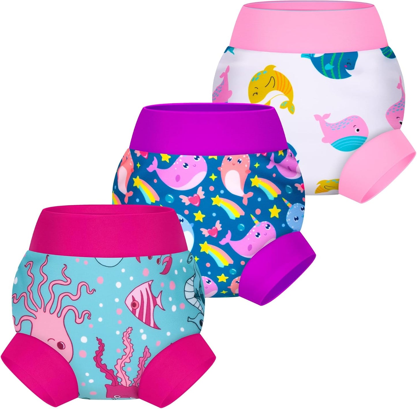 BIG ELEPHANT Baby Swim Diapers 3/6 Pack – Reusable Waterproof Diapers, Soft Breathable Swimwear for Boys and Girls