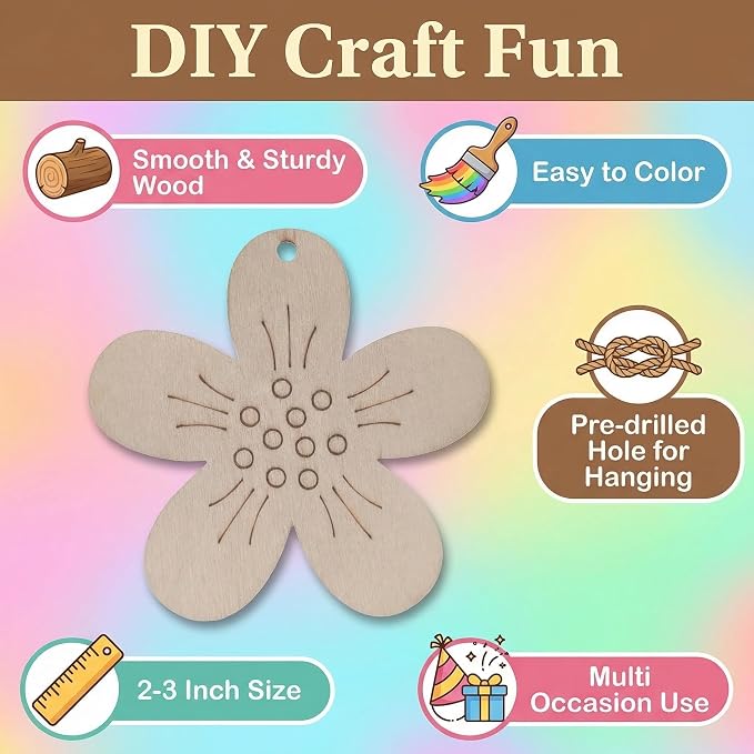 Le Shang 12 PCS Unfinished Wood Crafts, Spring Crafts