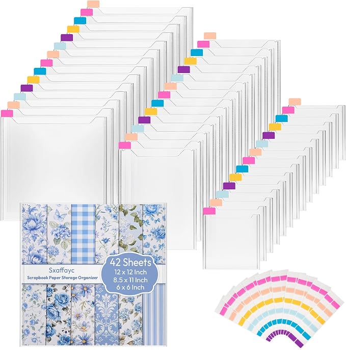 42 Pack Scrapbook Paper Storage, 3 Different Sizes Paper Organizer