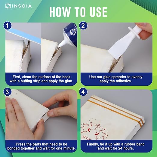 Book Glue, 15ML x 2 Book Adhesive, Flexible Paper Glue