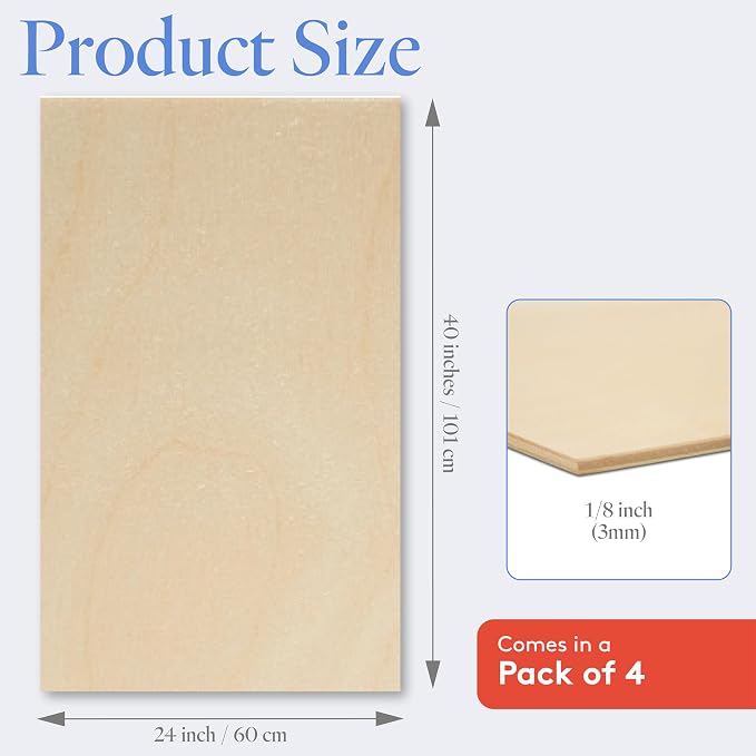 Baltic Birch Plywood 3 mm, 1/8 Inch Craft Wood, B/BB Grade, Stronger Than