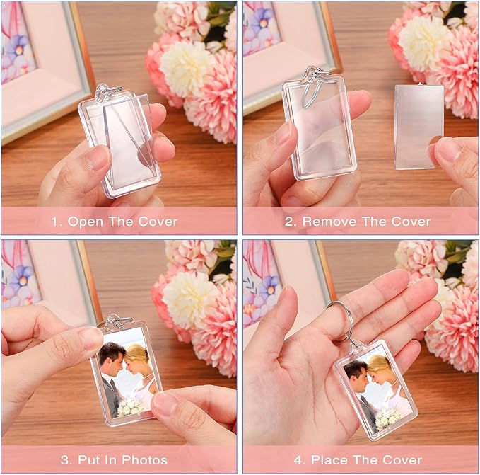 Yaomiao Acrylic Photo Frame Keychain Holder Photo Picture Insert Blank Keyring