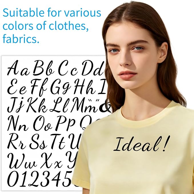 12pcs Iron on Letters for Clothing, Heat Transfer Vinyl Letters, DIY Fabric