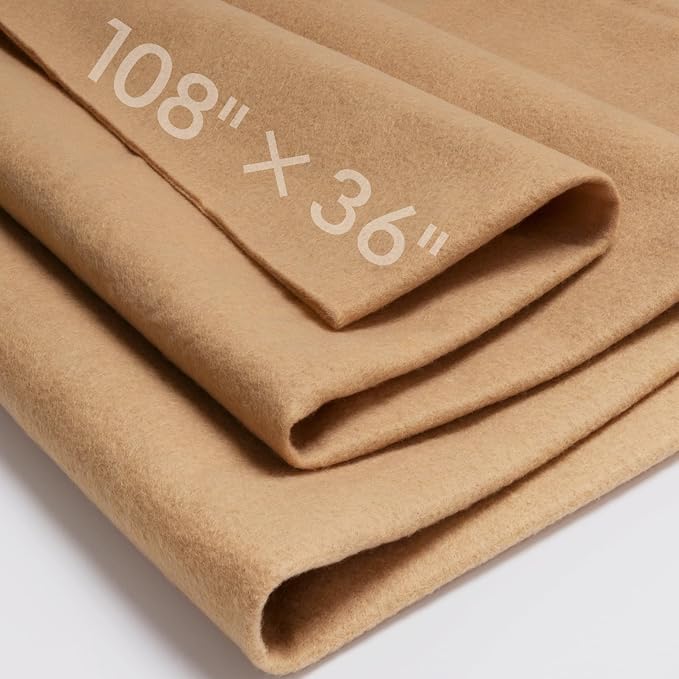 Tan Felt Fabric Sheet 108" X 36", 1.4mm Thick Large Soft Durable Flexible Craft