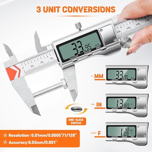 HARDELL 6" Digital Caliper, All-Metal Electronic Micrometer