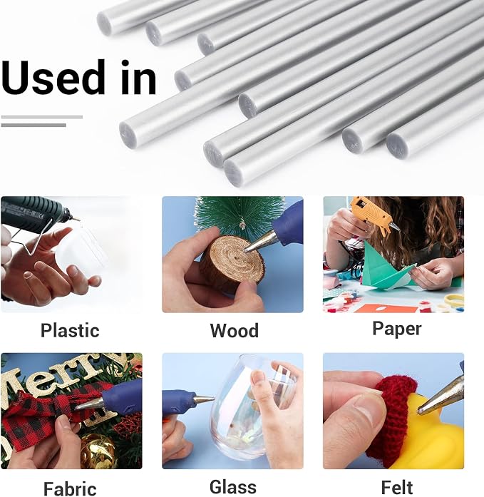ENPOINT Metallic Silver Hot Glue Sticks Mini, 36 Pack Sealing Wax Adhesive