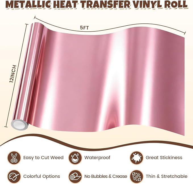 Rose Gold Metallic Foil Iron On Vinyl Roll