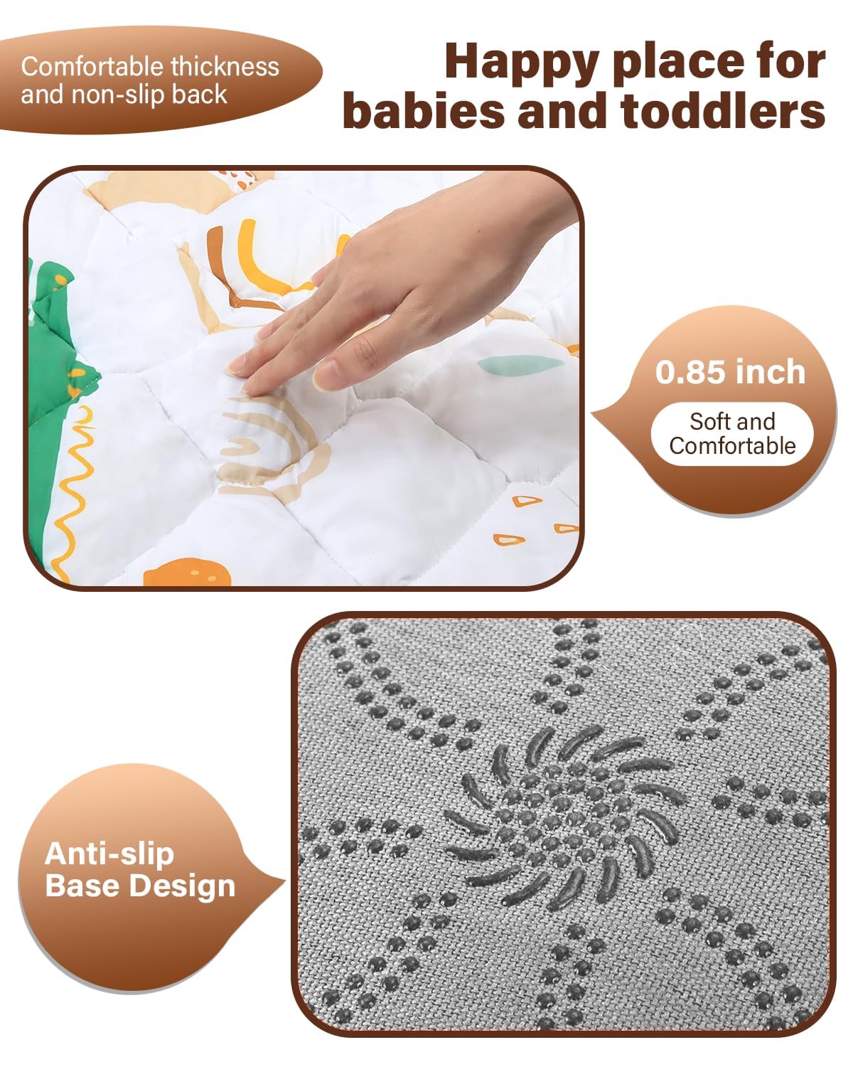 Baby Play Mat 43"x43", Non-Slip Baby Mat for Floor, Soft Thicker Playpen Mat, Portable Playmat, Crawling Mat for Babies, Toddlers & Infants to Play and Learn（Animal）