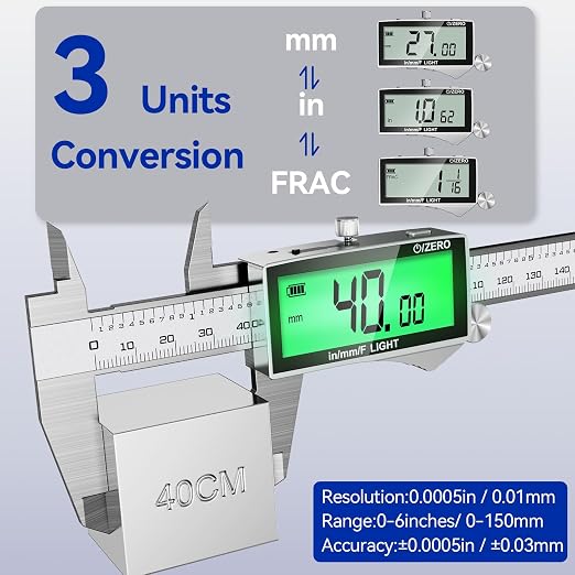 Rechargeable Digital Caliper 6 Inch, High-Precision Stainless Steel Vernier