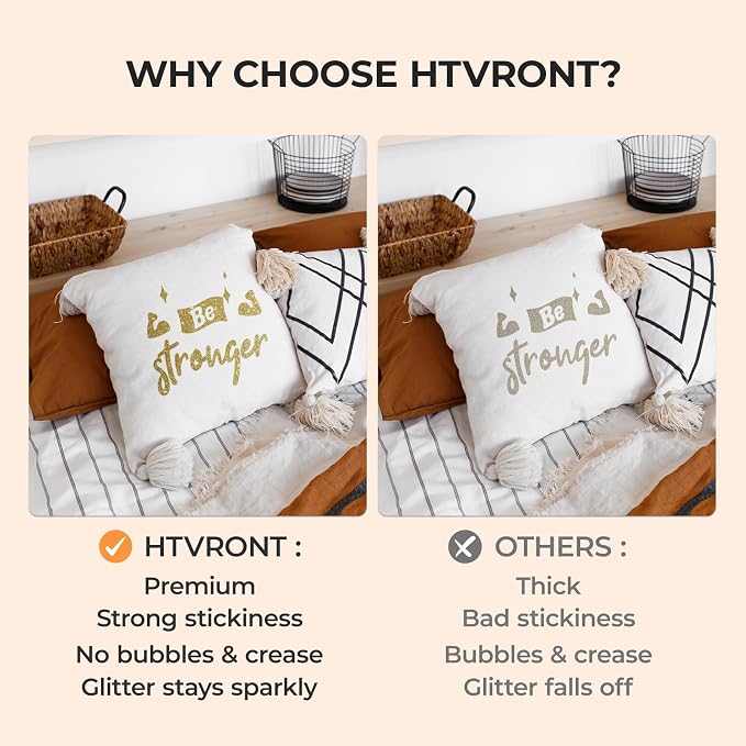HTVRONT Champagne Gold Glitter HTV, Glitter Heat Transfer Vinyl