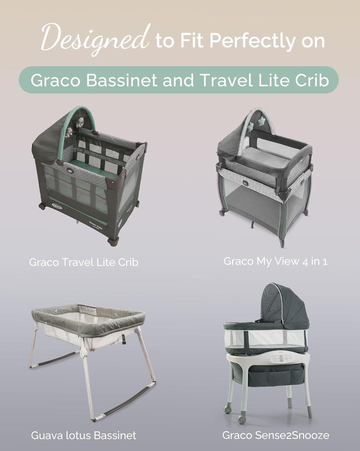 Bassinet Sheets 20x30 Inch for Graco Travel Lite Crib, Sense2Snooze, My View 4 in 1, Dream Suite and Guava Bassinet - Buttery Soft, Ultra Stretchy Sheets - Sky + Sage + Cloud, 3 Pack