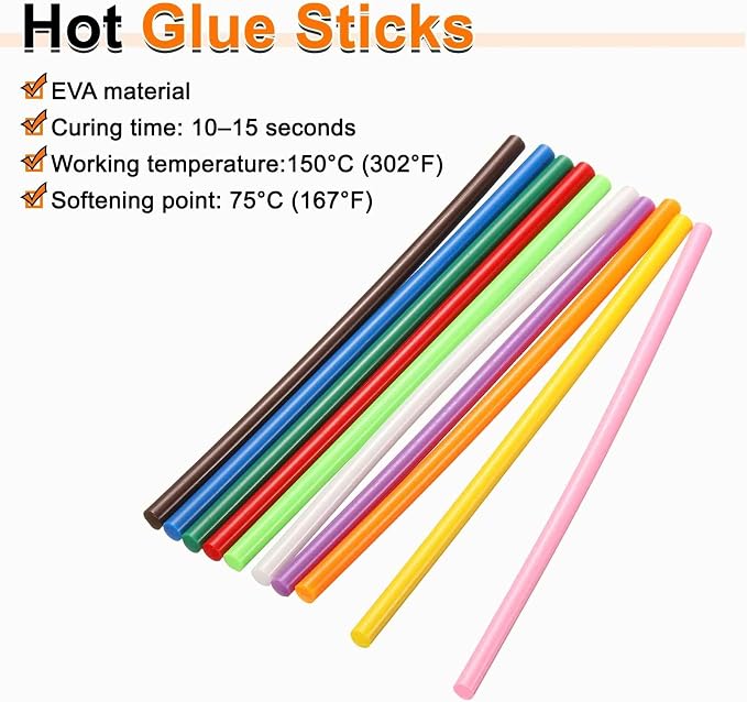 HARFINGTON 10pcs Hot Glue Sticks 0.28" Dia x 7.87" Long EVA Mini Hot Melt