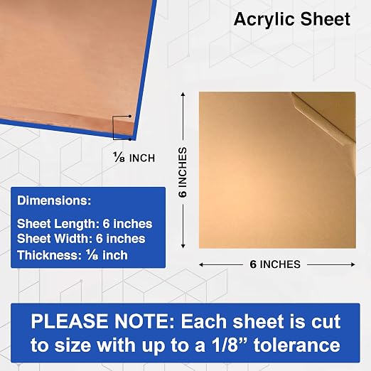 Duco Clear Cast Acrylic Sheets 1/8" Thick 6" x 6"