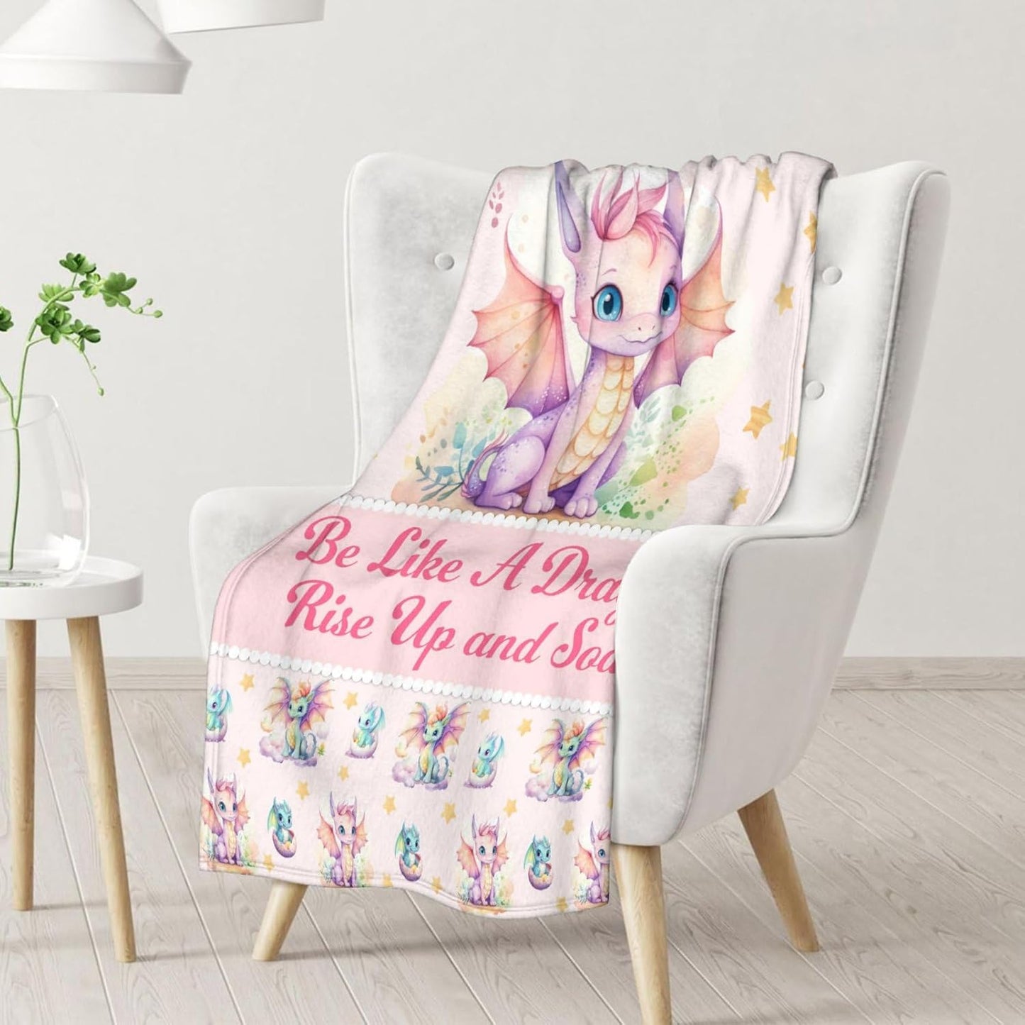 Dragon Blanket Gifts - 50x60 Inches Cute Throw Blanket for Babies, Kids, Boys & Girls - Pink Soft Fuzzy Blankets for Couch, Sofa & Bed