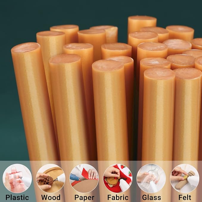 Metallic Gold Hot Glue Sticks, Manarty 48 PCS Full Size Hot Melt Glue Sticks