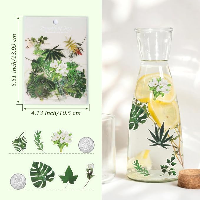 Imeepa 60Pcs Plants Stickers Transparent Scrapbooking Stickers | Waterproof
