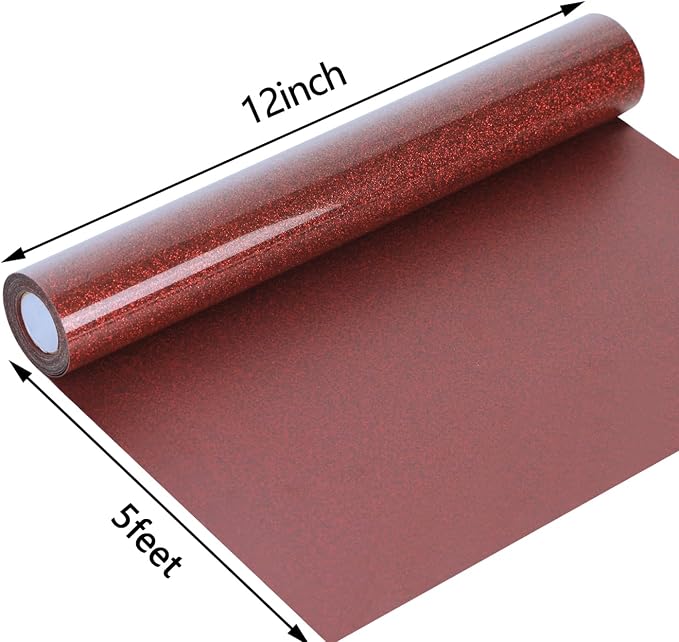 guangyintong Heat Transfer Vinyl Glitter Royal Red HTV Rolls, Glitter HTV Vinyl
