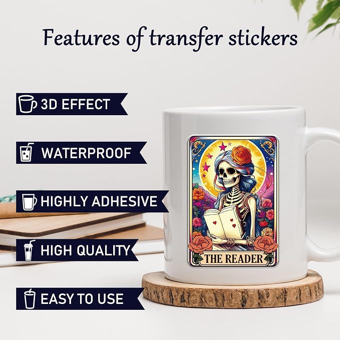 Rngmsi 20 Sheets Skull Gothic UV DTF Cup Wrap Cold UV DTF Transfer Stickers |