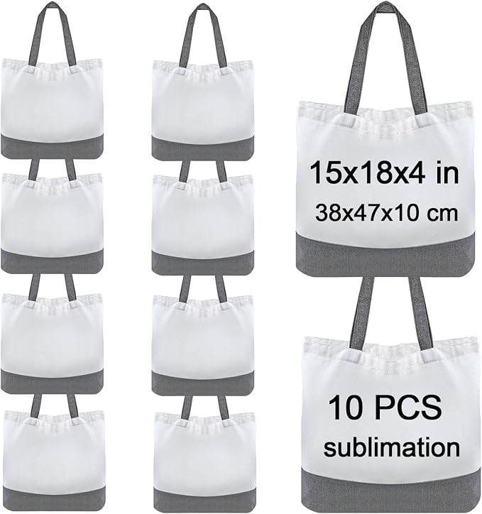 OKBA 10 pcs Sublimation Tote Bags, polyester tote bags