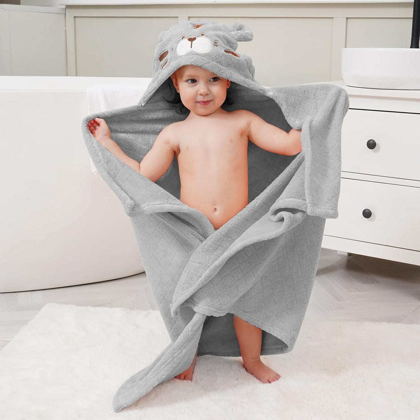Toddler Bath Towel Hooded Kids Towel Bath Baby Towels with Hood for Boy Girl 0-5 Years, 2-Pack Soft Absorbent Baby Bath Towels Toddler Towels, Large Thick 50''x32'' Kids Hooded Towel for Toddlers