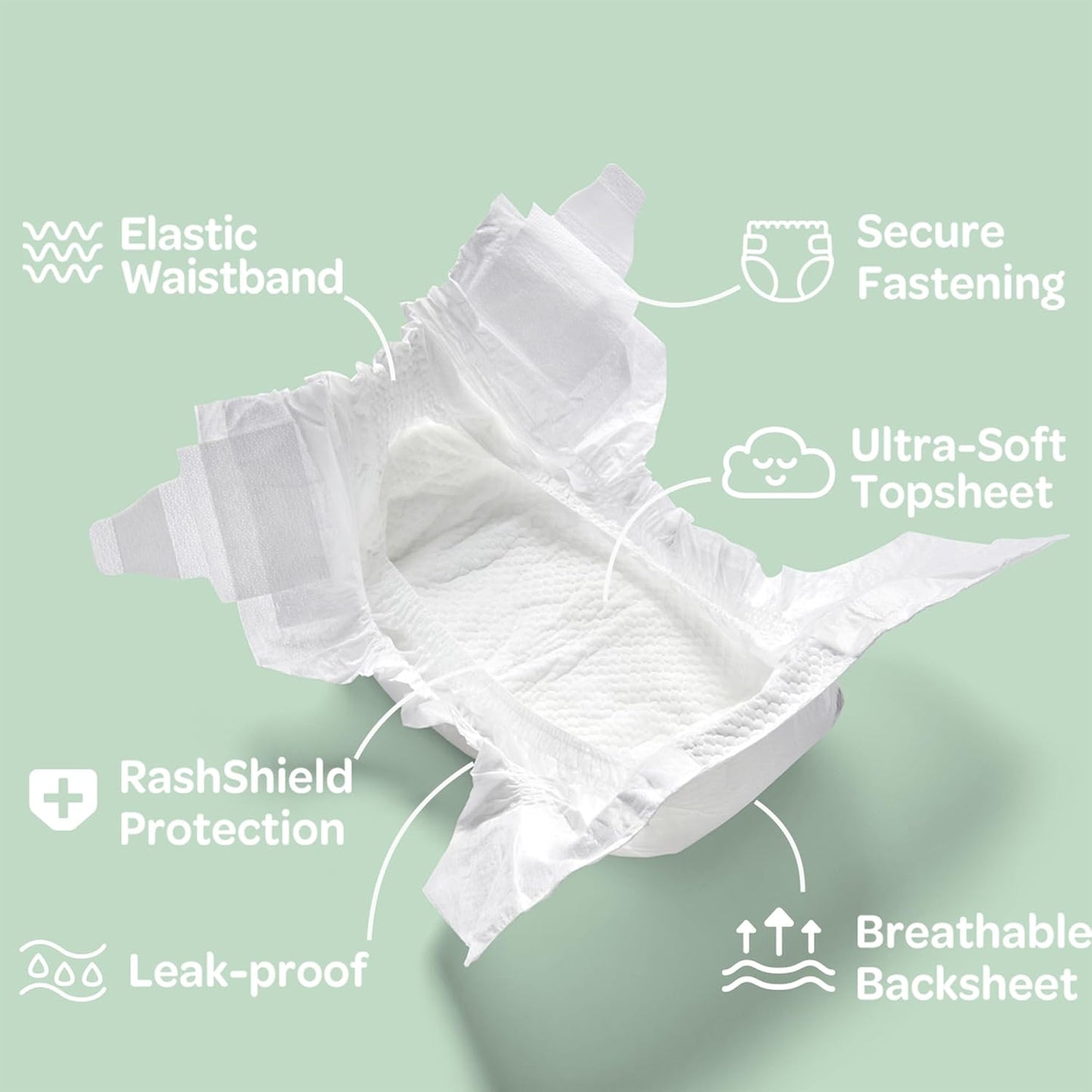 Parasol Clear+Dry Disposable Diapers | RashShield Protection, Leakproof Design, Hypoallergenic Diaper Set | Size 3 (16-28 lbs.) 60 Count