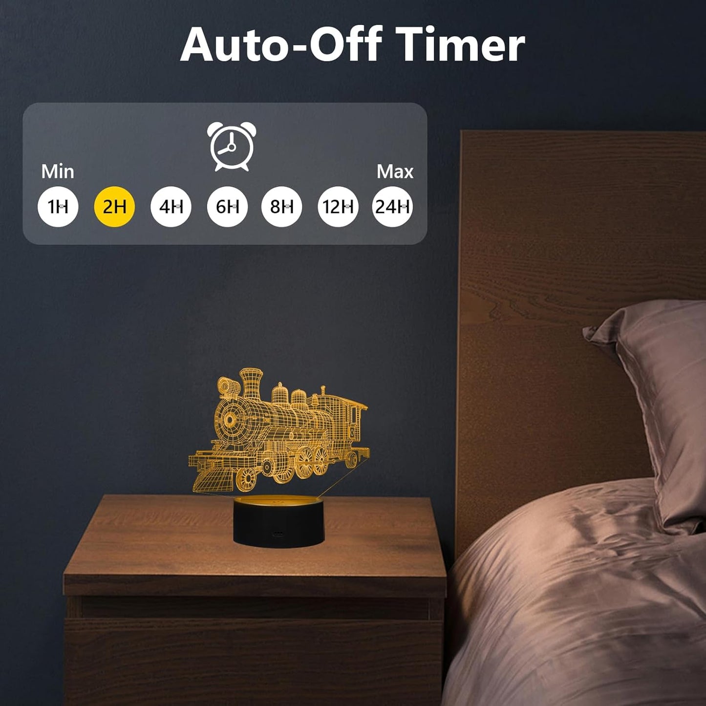 Train Night Light, 3D LED Night Lamp for Boys - Trains Themed Bedroom Lamps, Optical Illusion Lamp with Remote Control, Perfect for Kids' Room Décor, Cool Gifts for Train Lovers