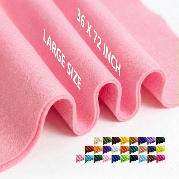 Pink Felt Fabric 36" x 72" 1.6mm Thick Large Craft Sheet | Soft, Flexible Felt