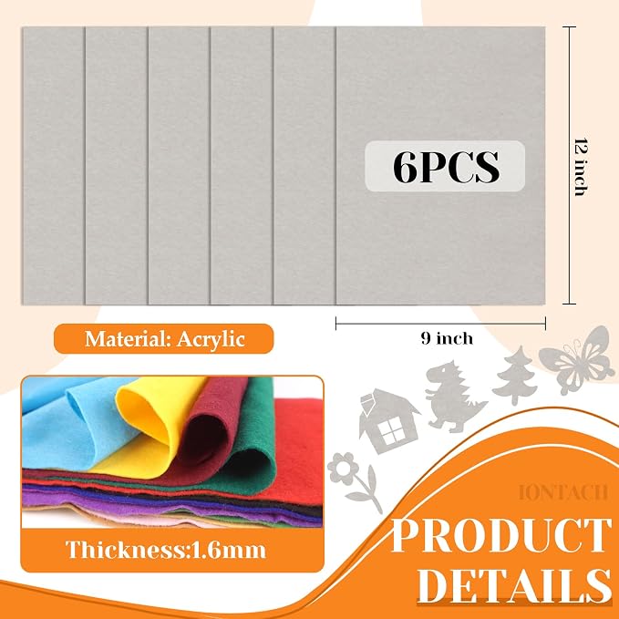 IONTACH 9" X 12" Soft Felt Sheets 1.6mm Thick | Felt Fabric