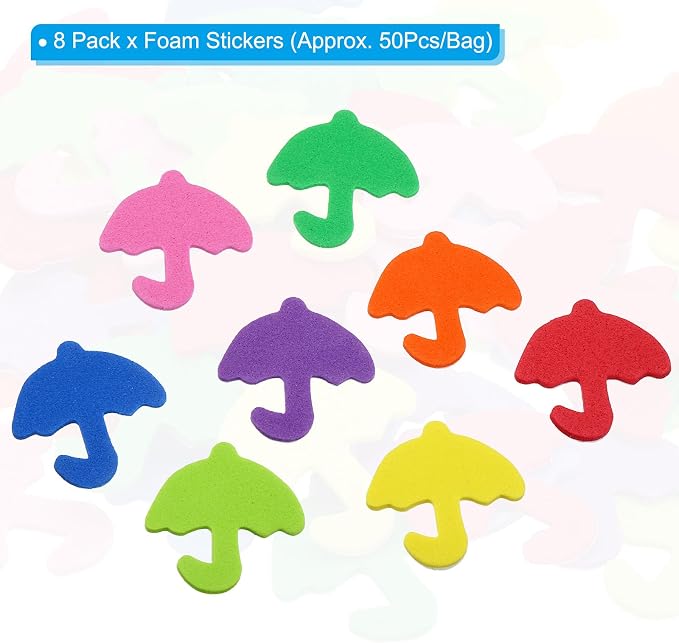 PATIKIL Foam Stickers, 8 Pack 384Pcs EVA Self Adhesive Foam Shape Sticker Craft