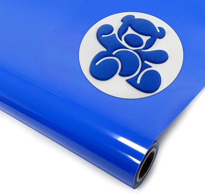 DUEUIOE Blue Puff Vinyl Heat Transfer 12Inch x 6Ft, Puff Htv