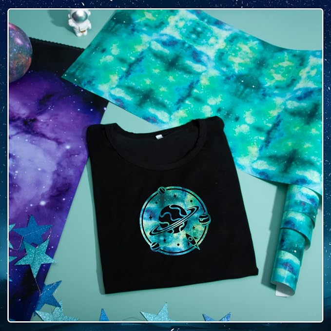 Tintnut Green Galaxy Glow in the Dark HTV Vinyl, stretch washable, suitable