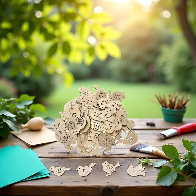 50Pcs Holiday Crafting Supplies and DIY Handmade Ornaments, Natural Unfinished