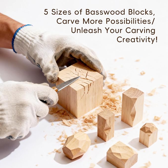 Basswood Carving Blocks: 16 Pieces in 5 Sizes