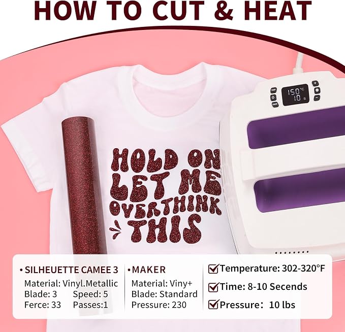 VINYL FROG Maroon Glitter HTV Vinyl Roll 10" x8ft Shimmer Iron on Vinyl | Wine