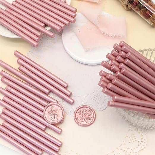 60pcs Wax Seal Sticks, Rose Gold Sealing Wax Sticks, HOSEALING Glue Gun Wax