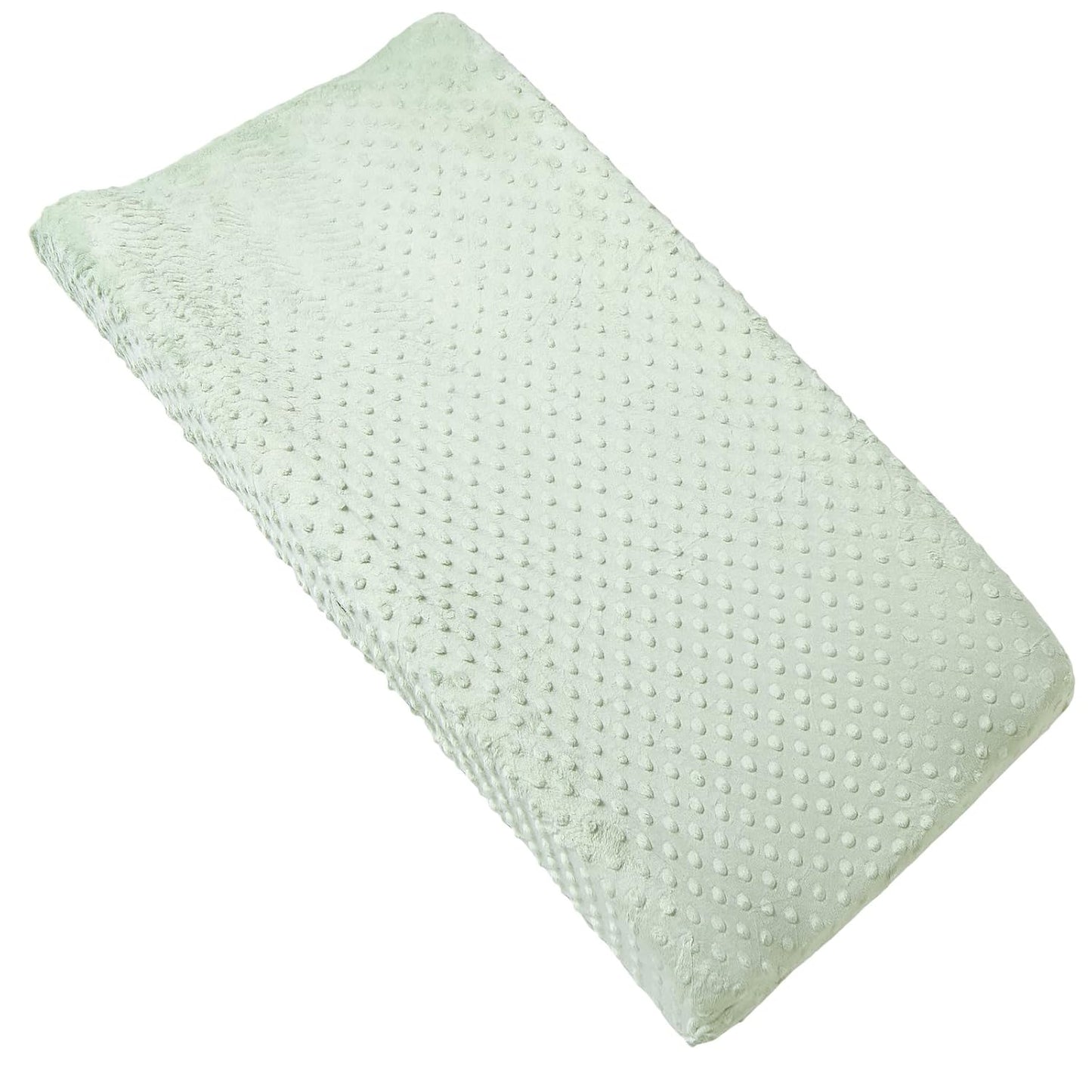 Solid Changing Table Pad Cover Cradle Sheet, Fits 32"/34''x16 Contoured Diaper Changing Pad, Ultra Soft Cozy Dots Plush Changing Table Covers, Breathable Wipeable Removable (Green)