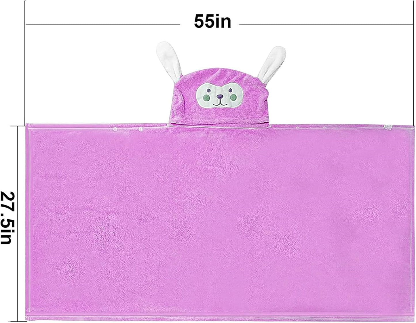 Visen Premium Hooded Towel for Kids,-28×55 INCH Large Size Kids Bath Towel,Ultra Soft Hooded Towel Wrap for Boys Girls, Highly Absorbent Bathrobe Blanket Gifts for Toddlers Shower (Purple)