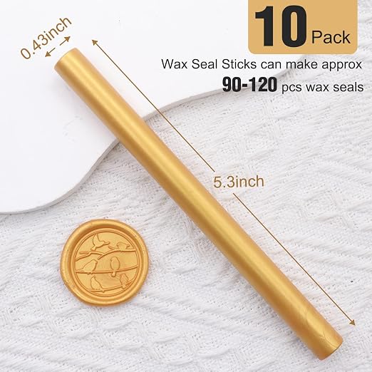 Gold Sealing Wax Sticks, HOSEALING 10pcs Glue Gun Sealing Wax Sticks
